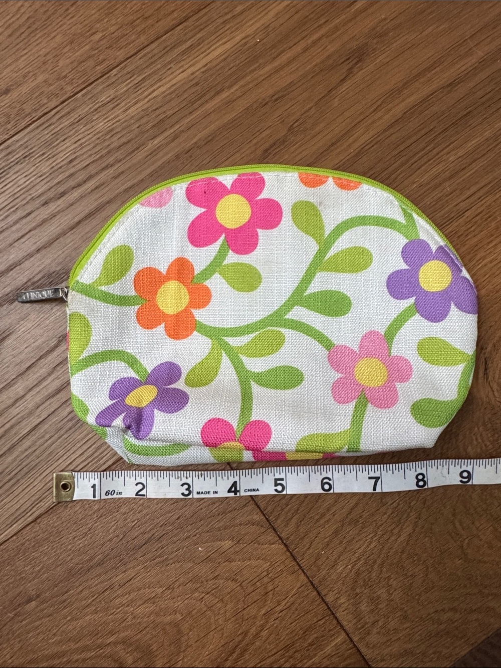 Floral Makeup Bag in White with Pink & Purple Flowers
